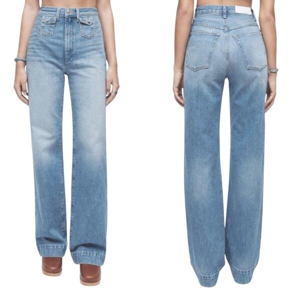 RE/DONE Hight Waist Wide-Leg Blue Jeans | Size 24 - Picture 4 of 9